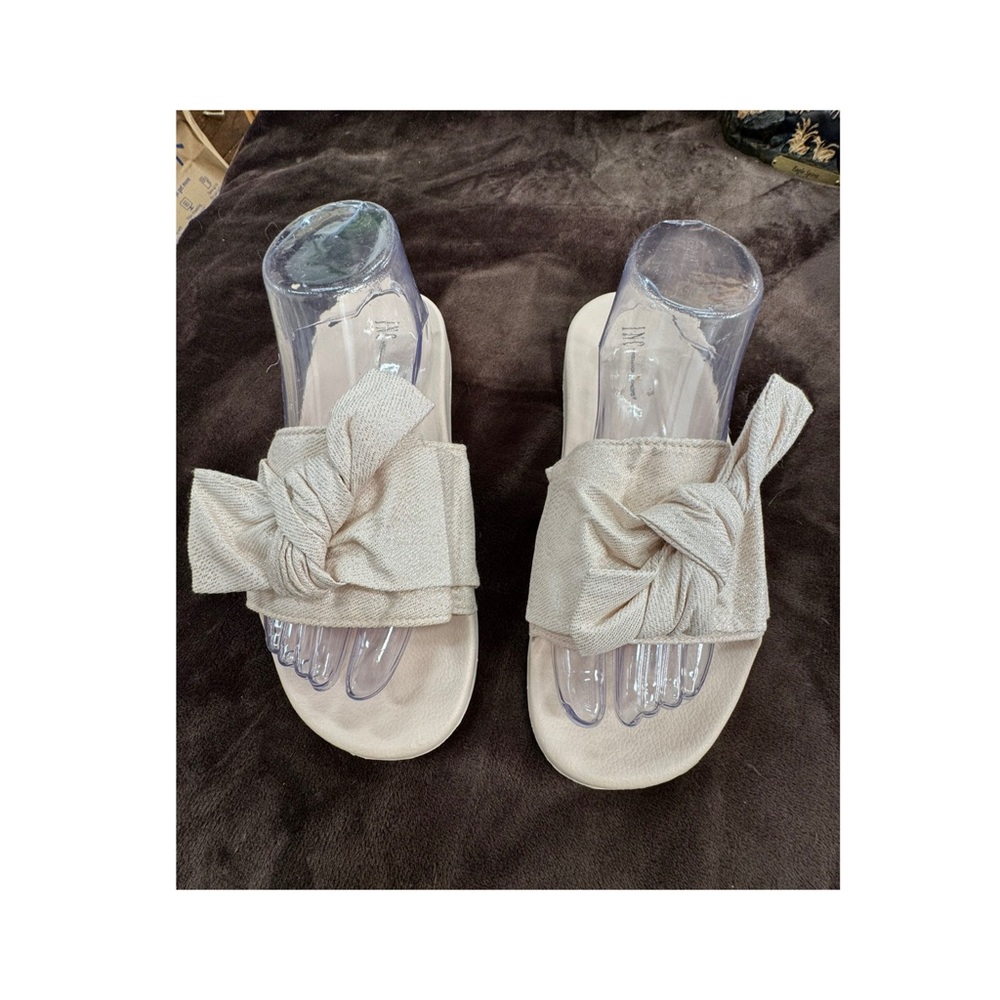 INC Beige Slide Sandals with sparkling Bow Accent XL (11-12) - Picture 4 of 9